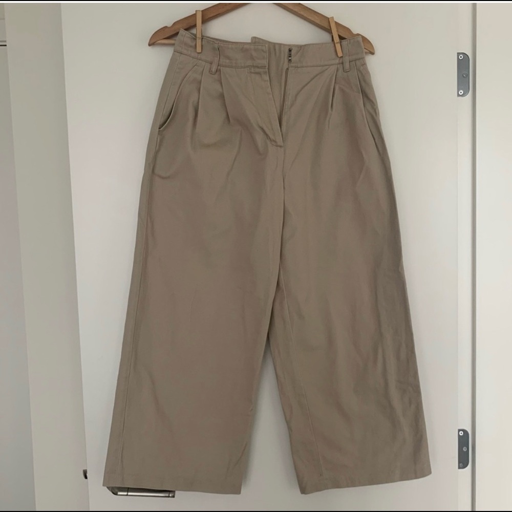 Oak + Fort Wide Leg Trouser Pant in Cream - Picture 8 of 9